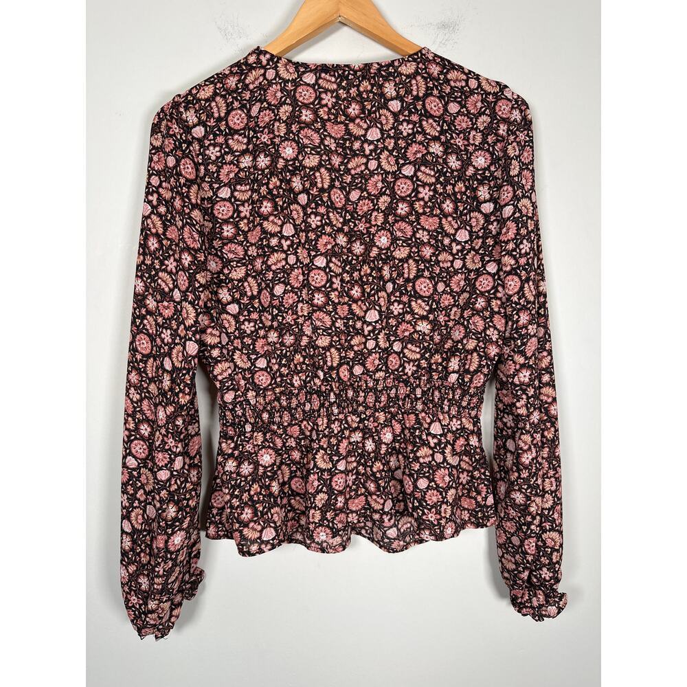 Abercrombie‎ & Fitch Womens Blouse Shirt Size M Floral Ruffle V Neck - Picture 5 of 8